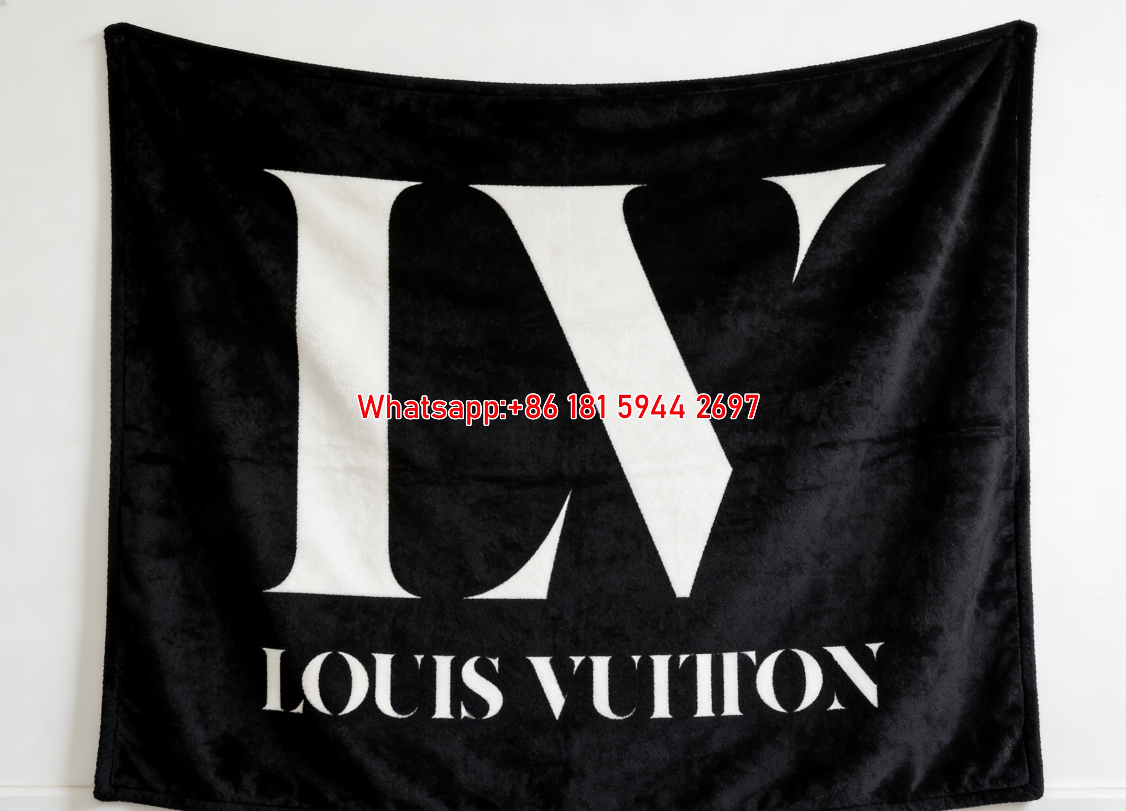 LV Classic Logo Flannel Throw Blanket 400